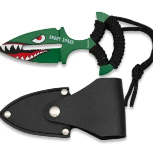 Albainox 32524 – Push Dagger Angry Shark, Lame 6,5 cm avec Manche Encordé et Étui