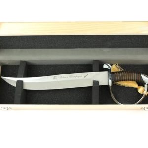 Superbe Sabre à Champagne de Luxe – Poignée en Cuir Noir & Coffret Bois